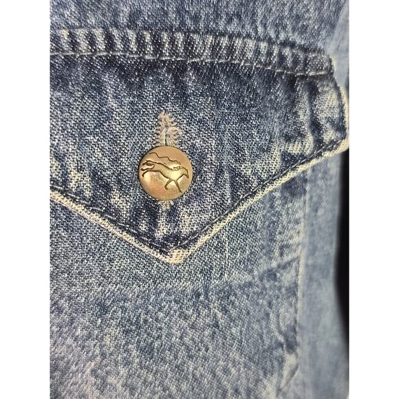 Back in the Saddle Blue Denim Snap Horse Buttons Western Long Sleeve  Shirt L - Picture 4 of 5